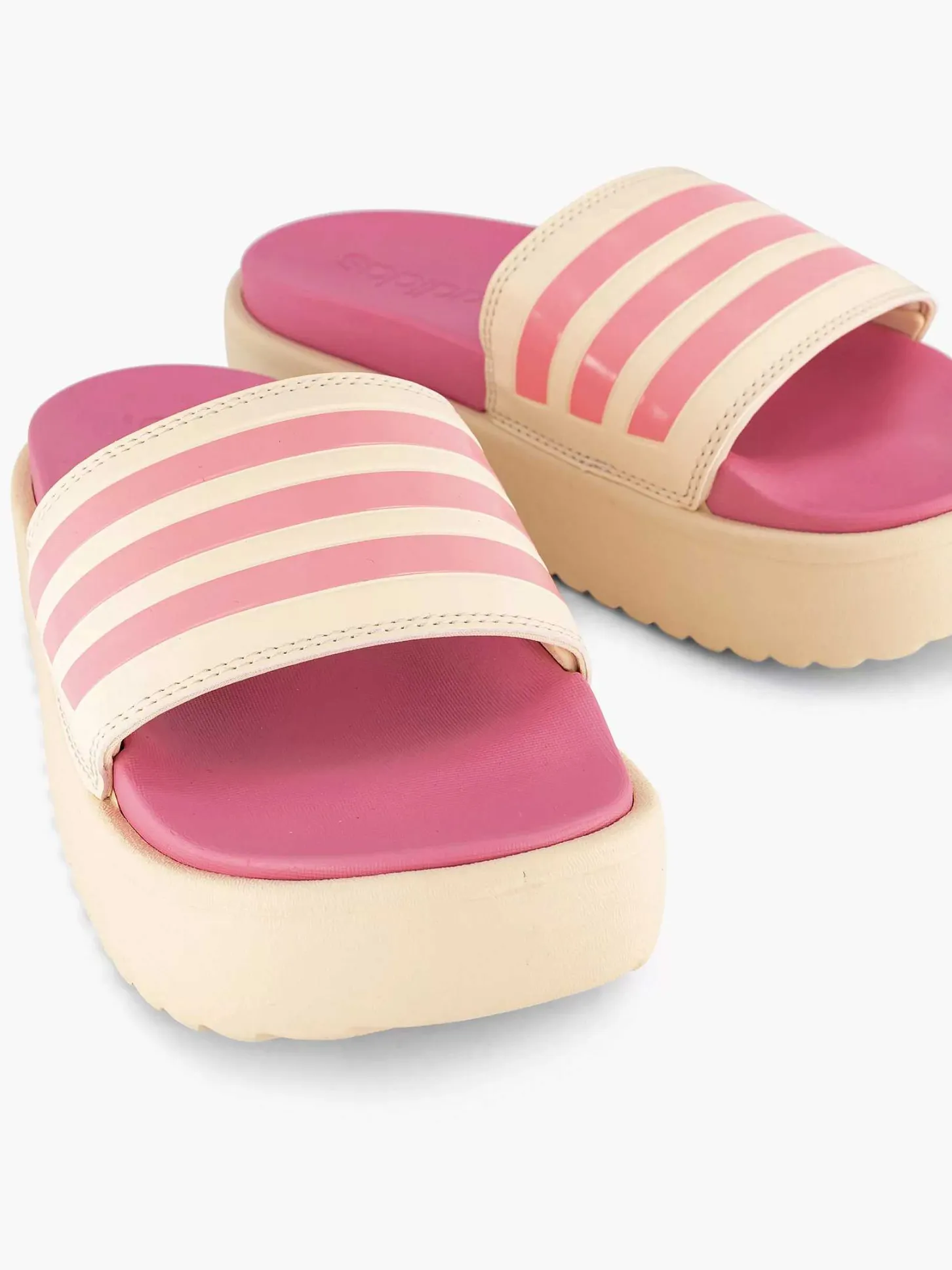 Hot Beige Adilette Platform Dames Slippers
