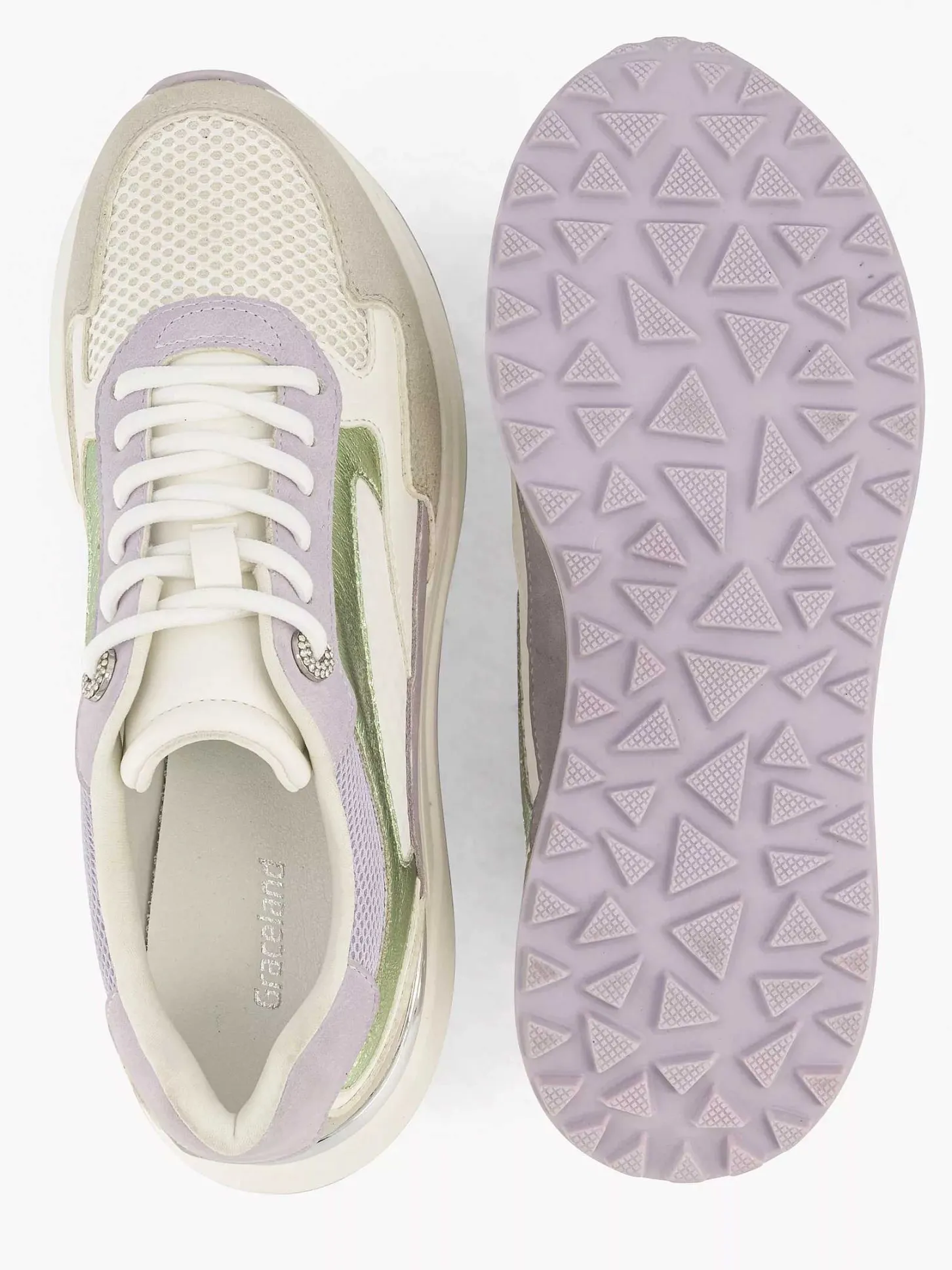 Discount Beige Chunky Sneaker Glitter Dames Sneakers
