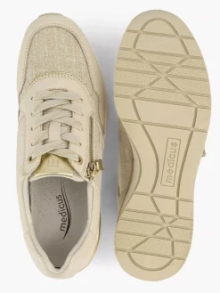 New Beige Leren Comfort Sneaker Dames Sneakers