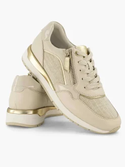 New Beige Leren Comfort Sneaker Dames Sneakers