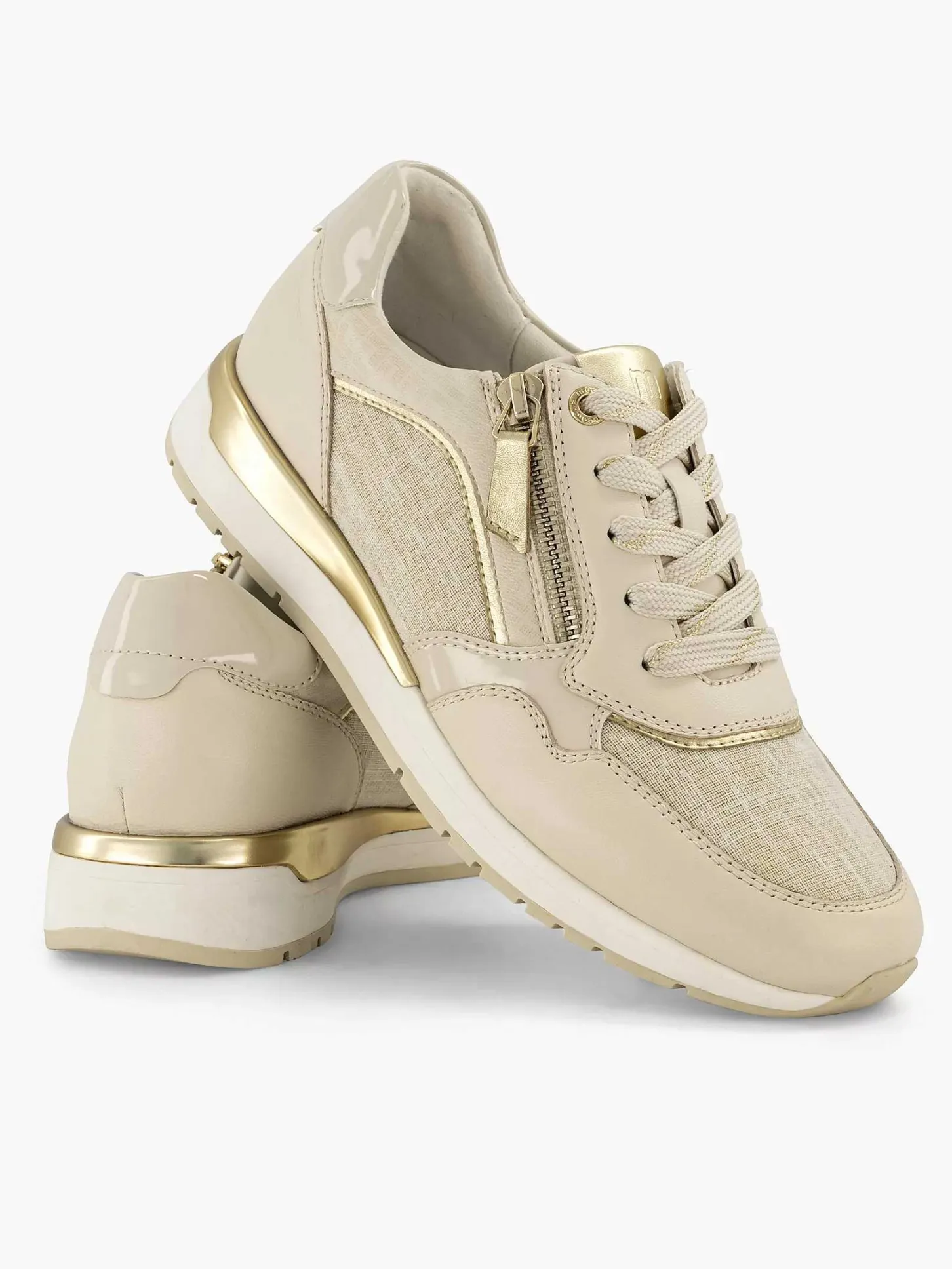 New Beige Leren Comfort Sneaker Dames Sneakers