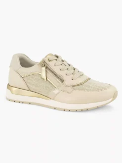 New Beige Leren Comfort Sneaker Dames Sneakers