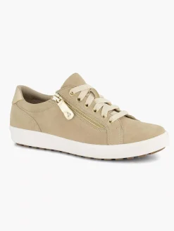 New Beige Leren Comfort Sneaker Dames Comfort Schoenen