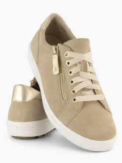 New Beige Leren Comfort Sneaker Dames Comfort Schoenen