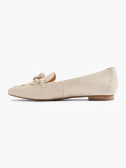 Online Beige Leren Loafer Sierketting Dames Instappers