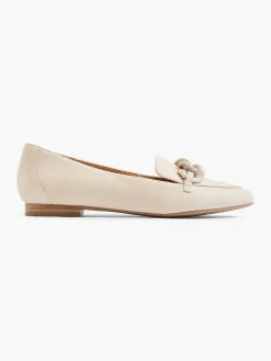 Online Beige Leren Loafer Sierketting Dames Instappers