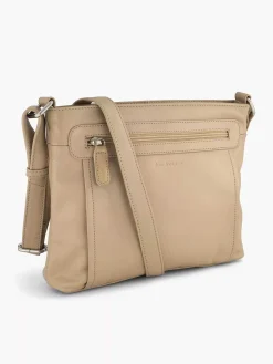 Hot Beige Leren Schoudertas Dames Online Exclusive Accessoires