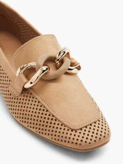 Beige Loafer Sierketting Dames Instappers