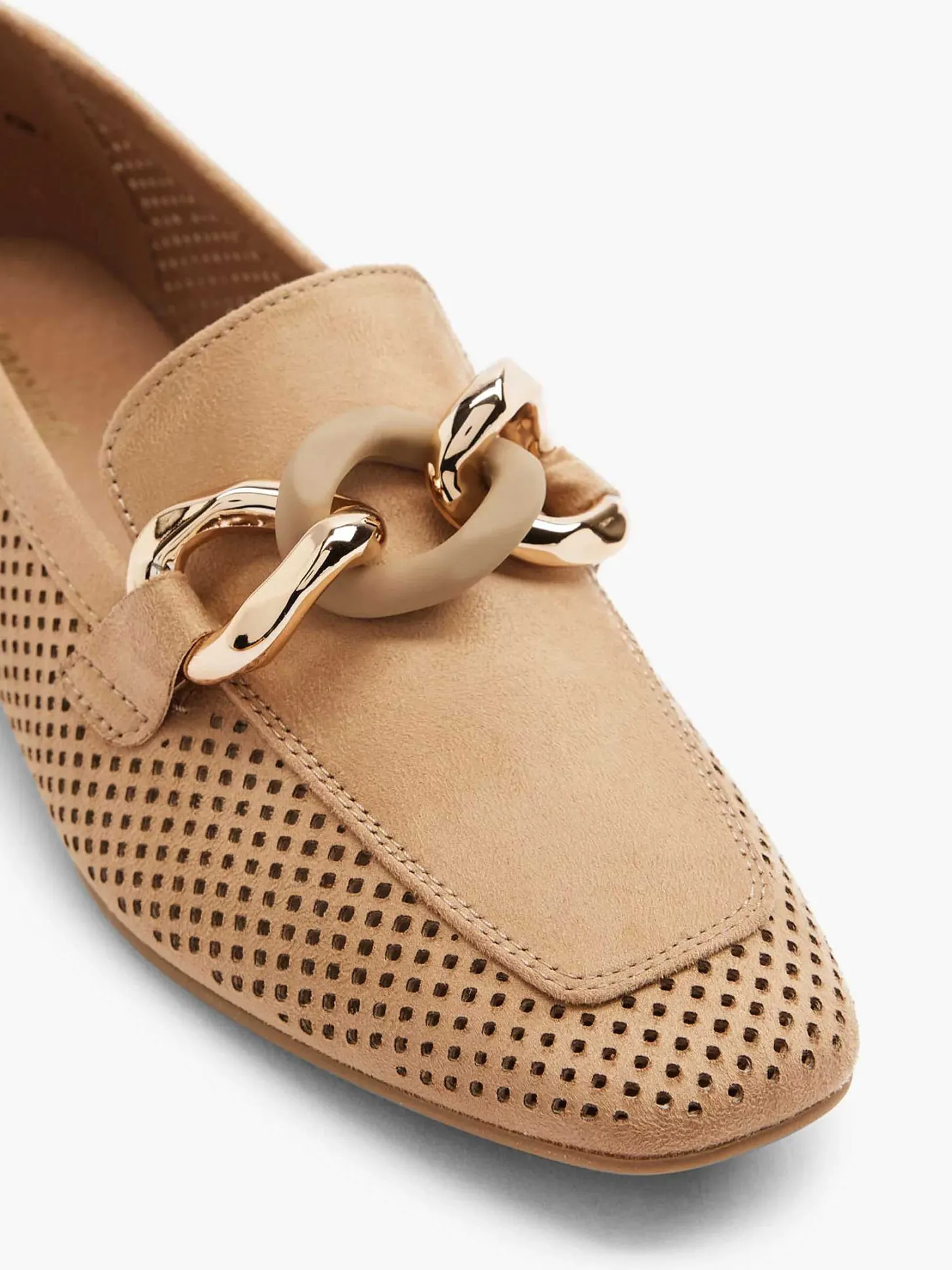 Beige Loafer Sierketting Dames Instappers