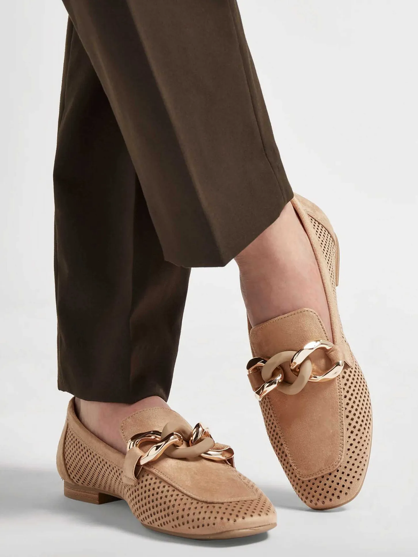 Beige Loafer Sierketting Dames Instappers