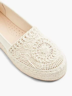 Outlet Beige Platform Espadrille Dames Instappers