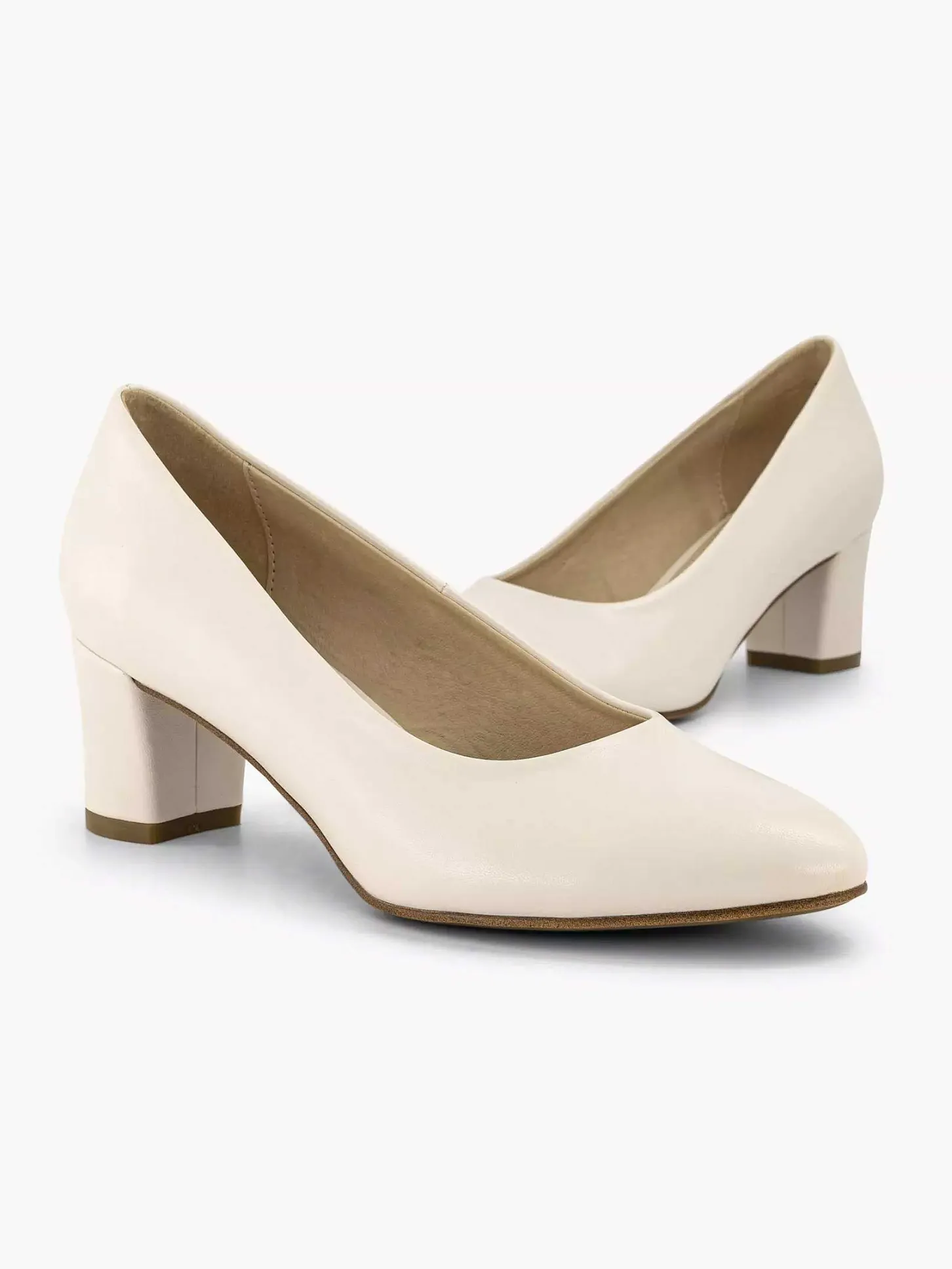 Beige Pump Blokhak Dames Hoge Hakken