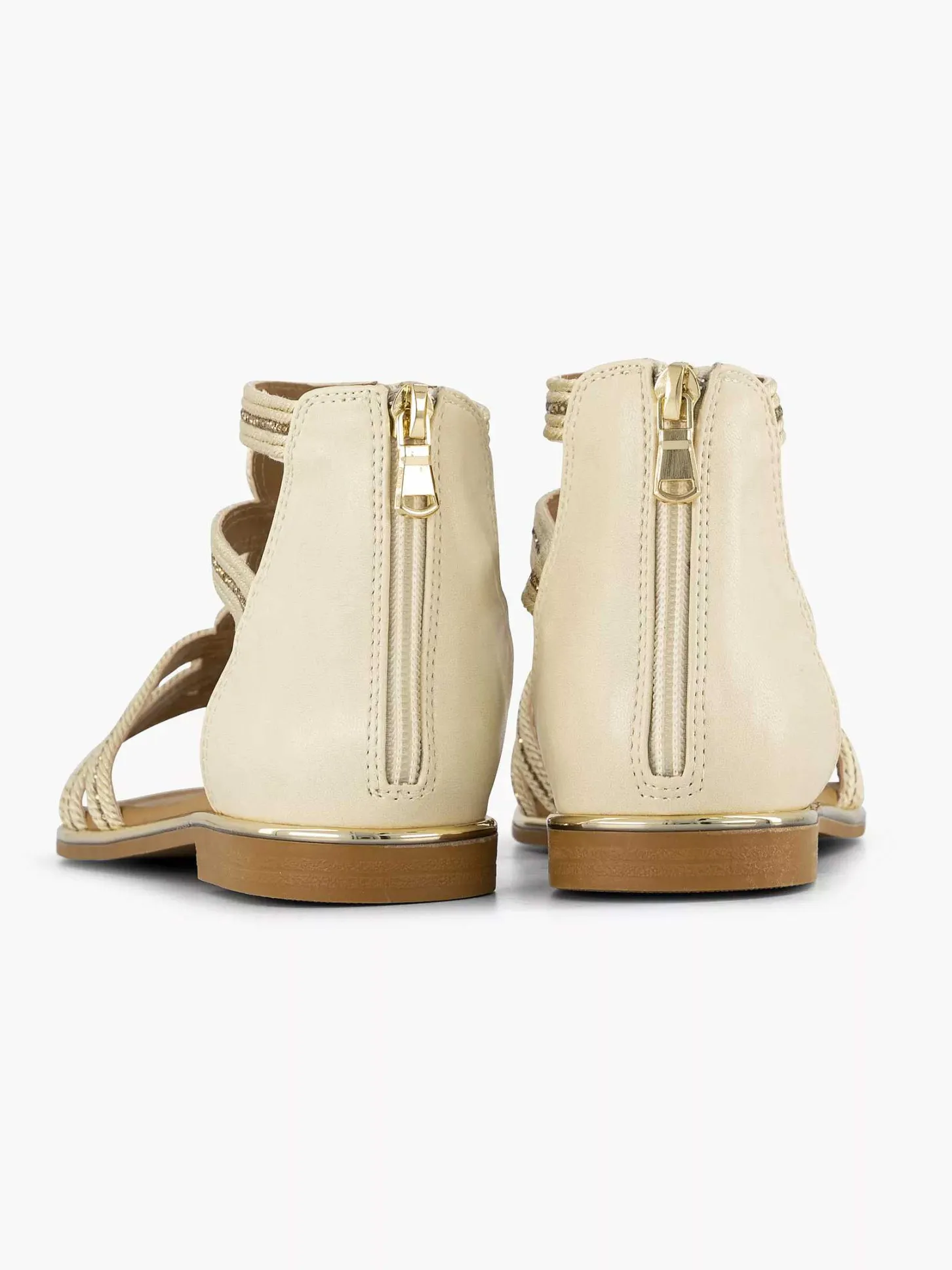 Discount Beige Sandaal Steentjes Dames Sandalen