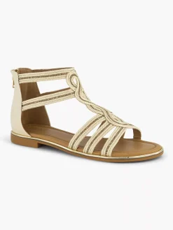 Discount Beige Sandaal Steentjes Dames Sandalen