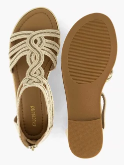 Discount Beige Sandaal Steentjes Dames Sandalen