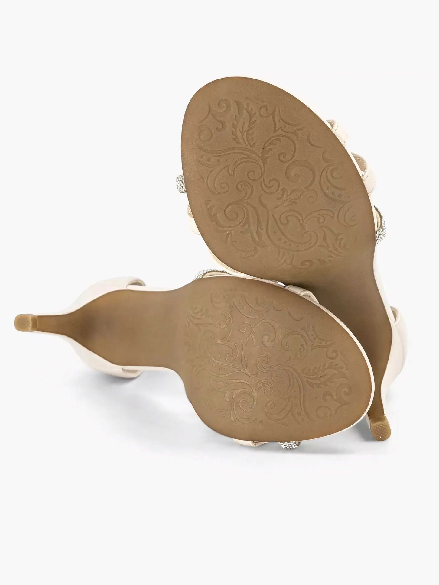 Beige Sandalette Steentjes Dames Hoge Hakken