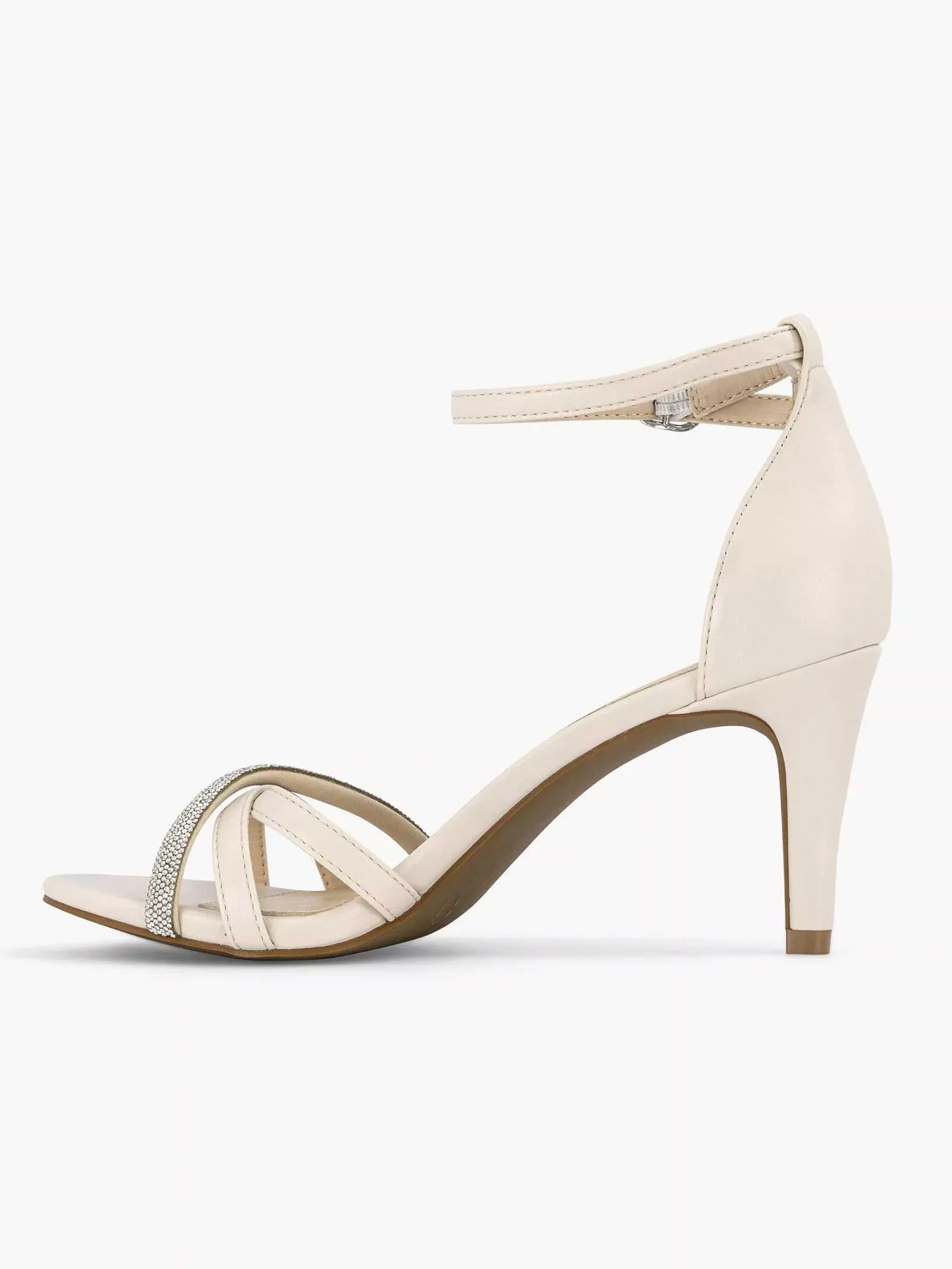 Beige Sandalette Steentjes Dames Hoge Hakken