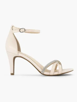 Beige Sandalette Steentjes Dames Hoge Hakken