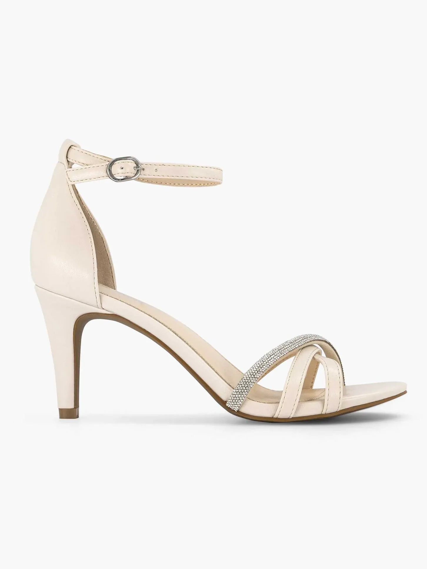 Beige Sandalette Steentjes Dames Hoge Hakken