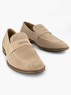 Sale Beige Suede Instapper Heren Geklede Schoenen