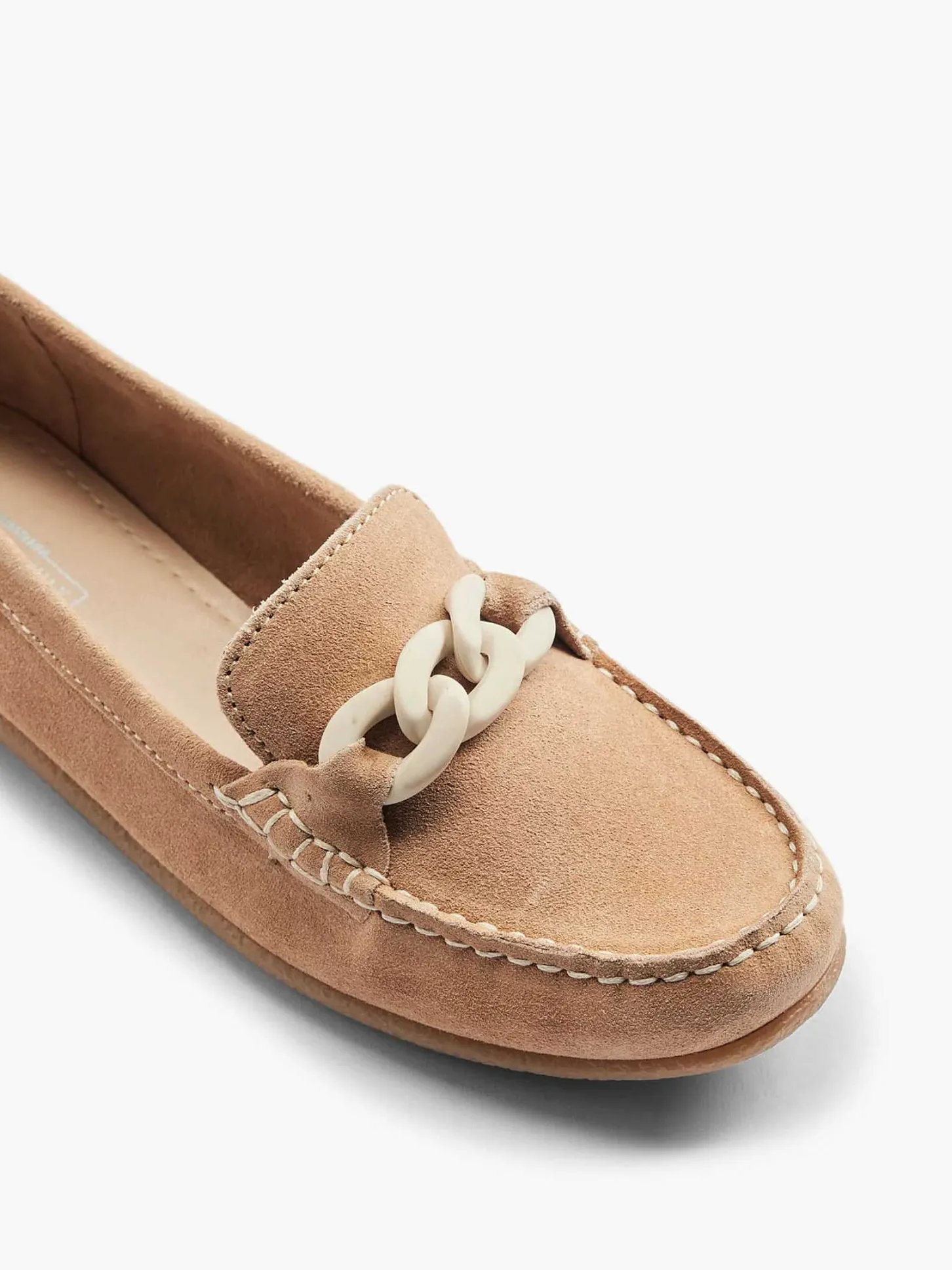Online Beige Suede Instapper Sierketting Dames Instappers