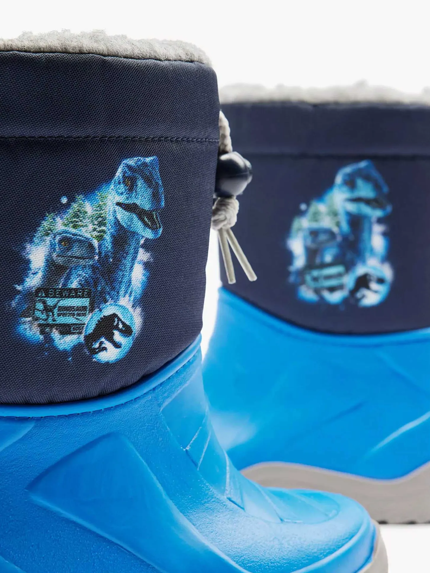 Outlet Blauwe Regenlaars Dino Gevoerd Kinderen Babyschoenen