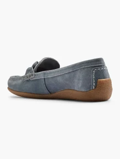 Clearance Blauwe Suede Instapper Sierketting Dames Instappers