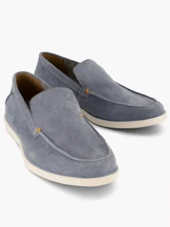Hot Blauwe Suede Loafer Heren Instappers