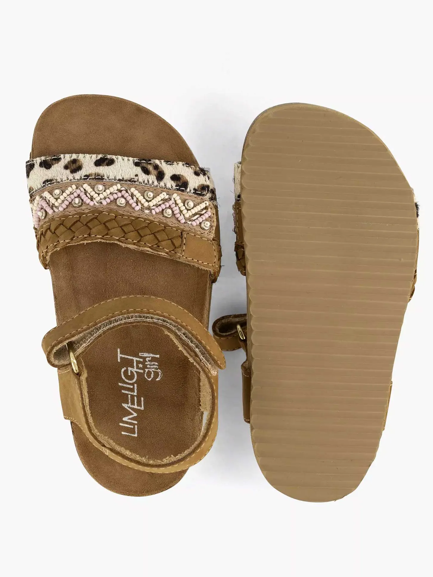 Discount Bruine Leren Sandalen Panterprint Kinderen Jongensschoenen