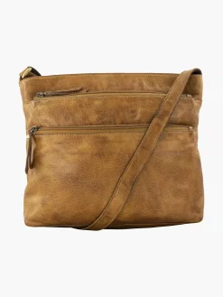 Discount Bruine Leren Schoudertas Dames Online Exclusive Accessoires