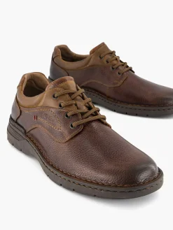 Online Bruine Leren Veterschoen Heren Geklede Schoenen