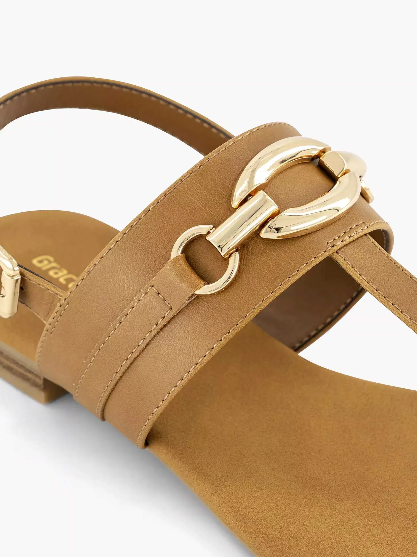 Outlet Bruine Sandaal Sierketting Dames Sandalen