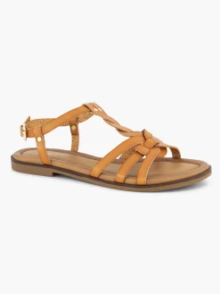 Sale Bruine Sandalen Gevlochten Dames Sandalen