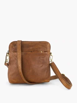Outlet Cognac Leren Schoudertas Dames Online Exclusive Accessoires