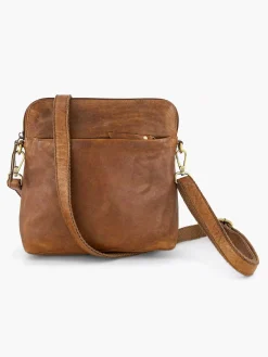 Outlet Cognac Leren Schoudertas Dames Online Exclusive Accessoires