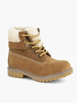 Online Cognac Leren Veterboot Gevoerd Kinderen Jongensschoenen