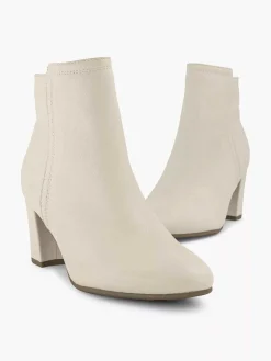 Discount Creme Leren Enkellaars Dames Enkellaarzen & Boots