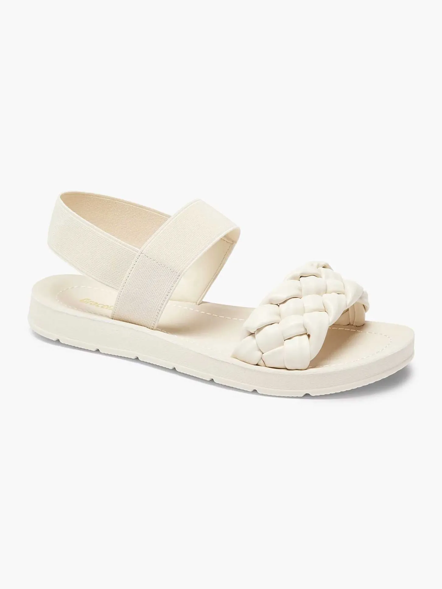 Hot Creme Sandaal Gevlochten Dames Sandalen