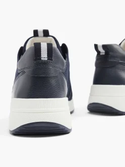 Clearance Donkerblauwe Leren Comfort Sneaker Dames Comfort Schoenen