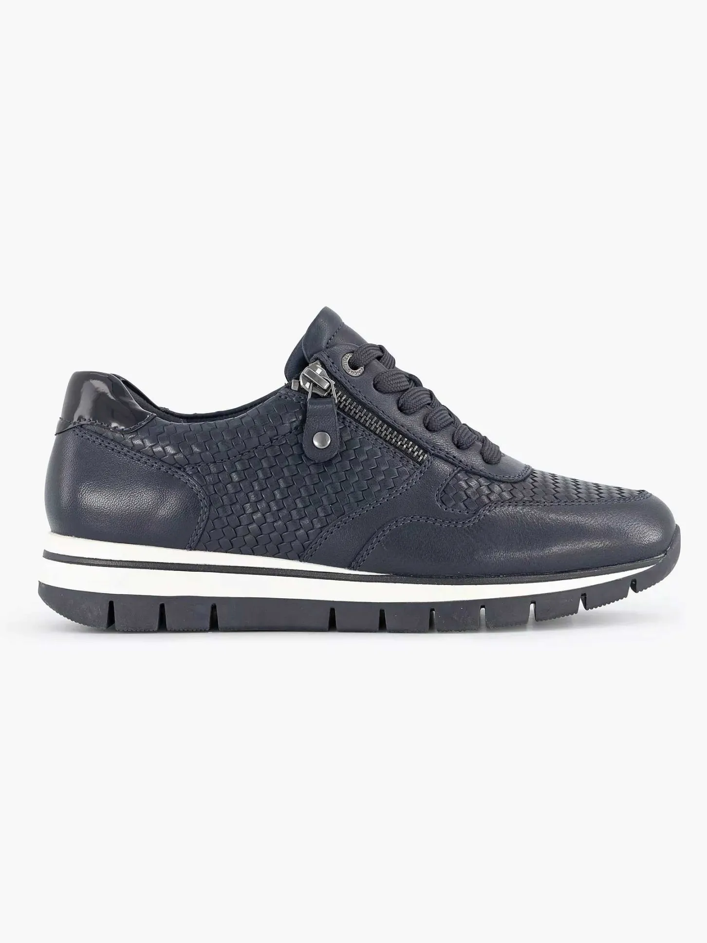 Clearance Donkerblauwe Leren Comfort Sneaker Dames Sneakers