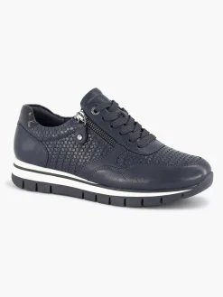 Clearance Donkerblauwe Leren Comfort Sneaker Dames Sneakers