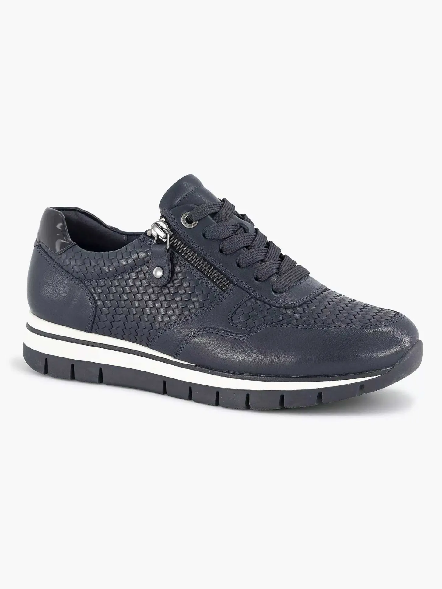 Clearance Donkerblauwe Leren Comfort Sneaker Dames Sneakers