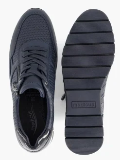Clearance Donkerblauwe Leren Comfort Sneaker Dames Sneakers