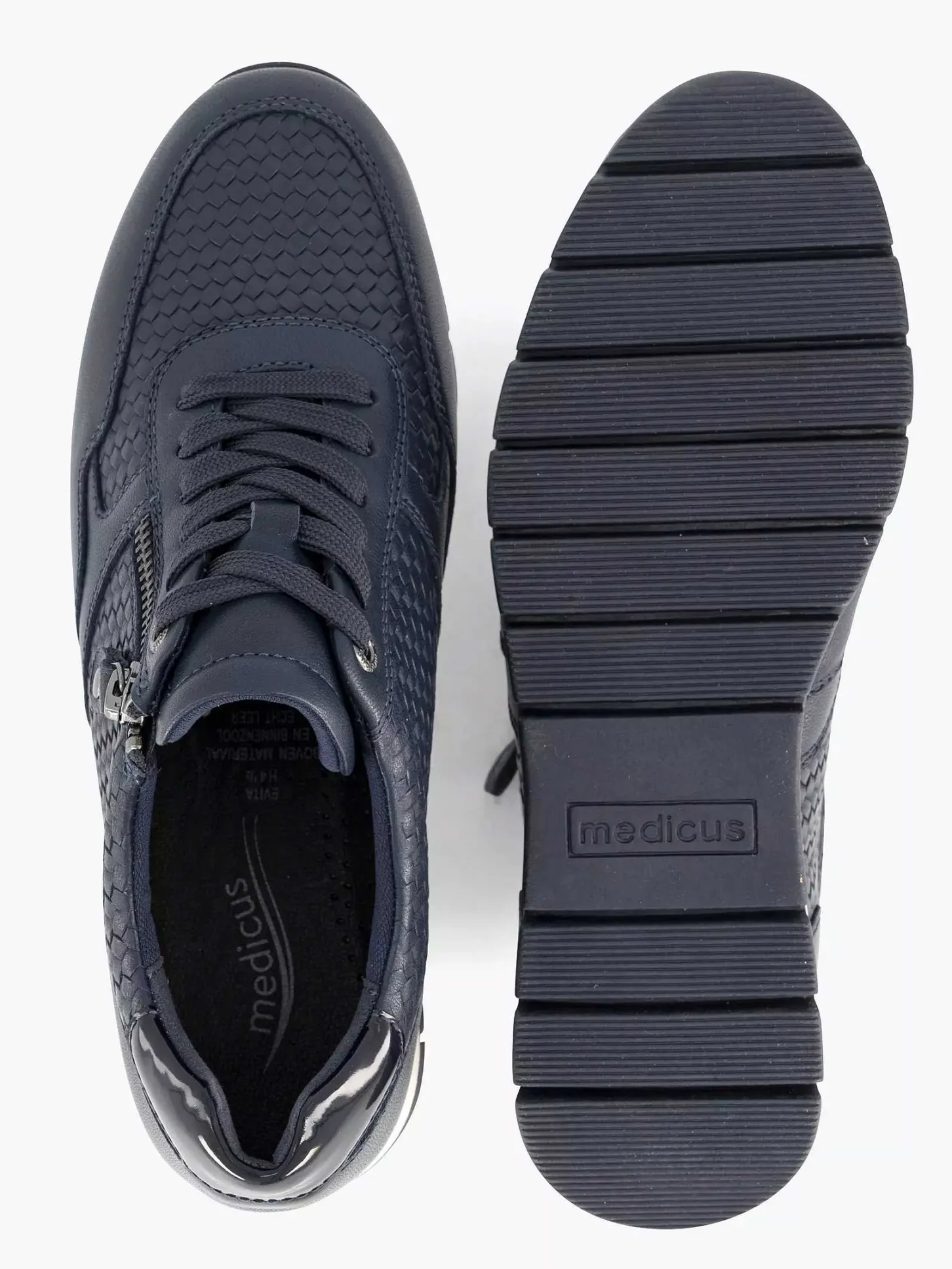 Clearance Donkerblauwe Leren Comfort Sneaker Dames Sneakers