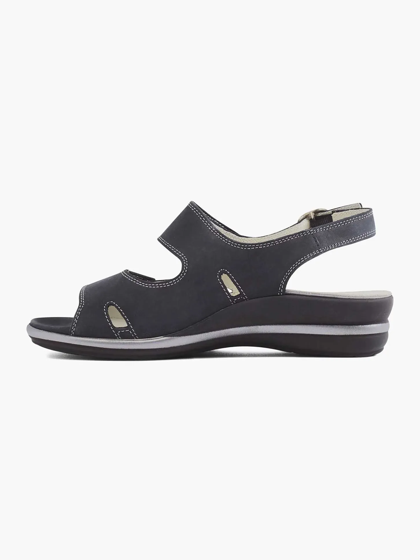 Clearance Donkerblauwe Leren Sandaal Dames Comfort Schoenen