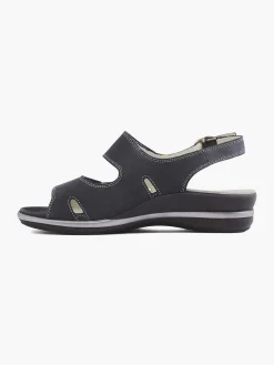 Clearance Donkerblauwe Leren Sandaal Dames Comfort Schoenen