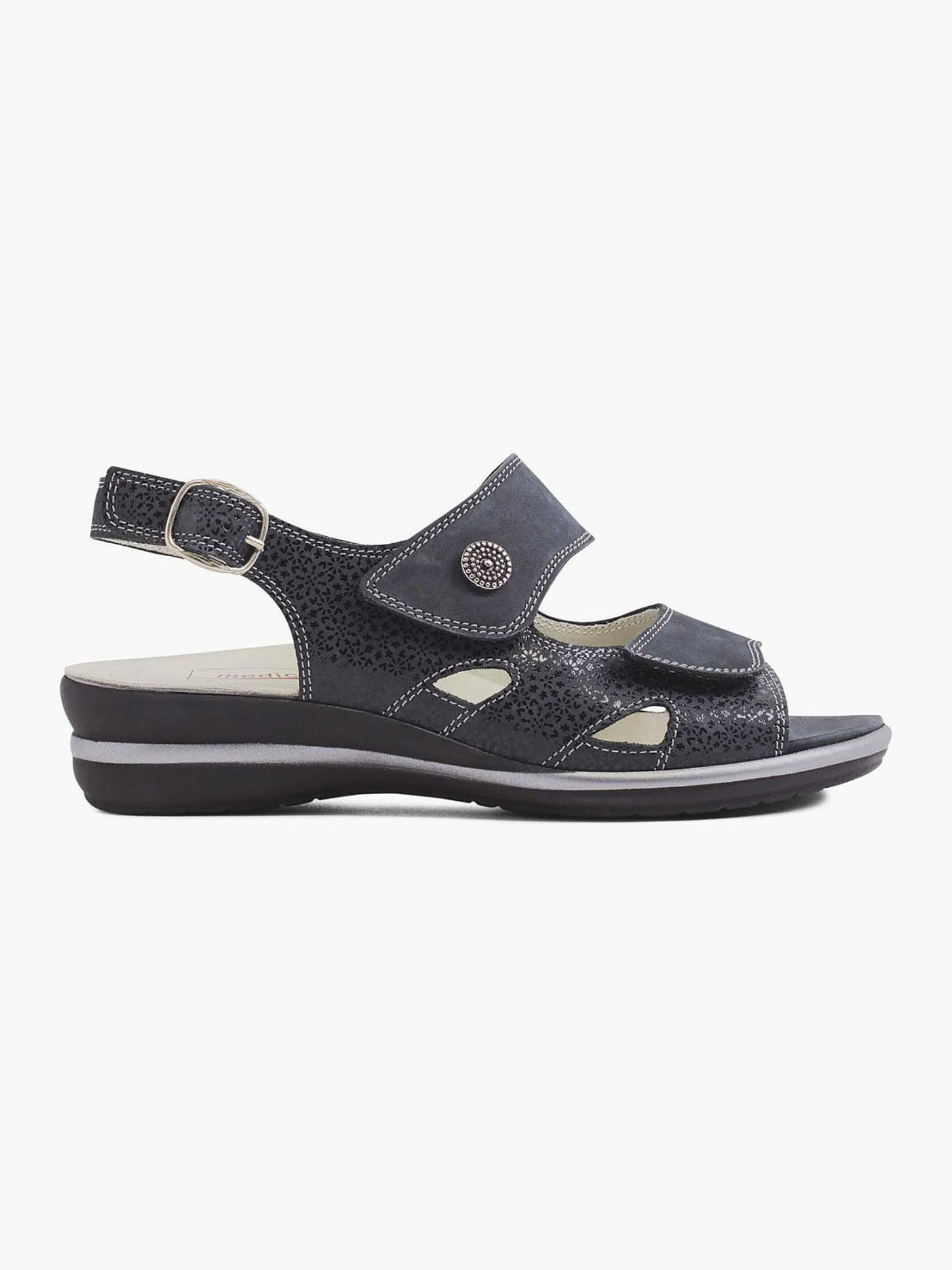 Clearance Donkerblauwe Leren Sandaal Dames Comfort Schoenen