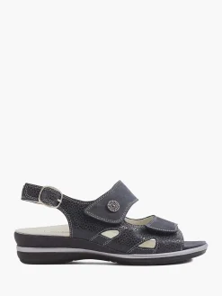 Clearance Donkerblauwe Leren Sandaal Dames Comfort Schoenen