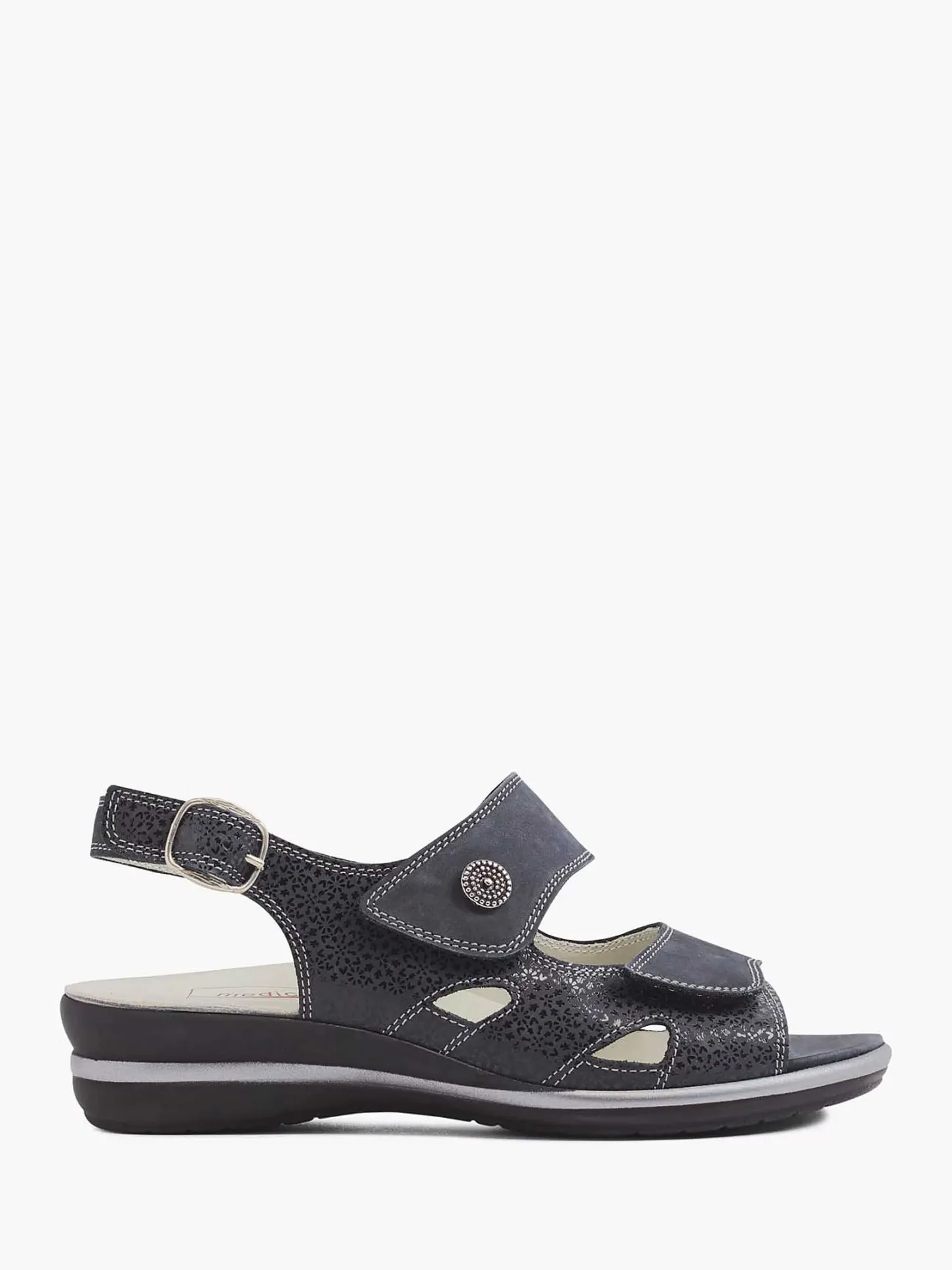 Clearance Donkerblauwe Leren Sandaal Dames Comfort Schoenen