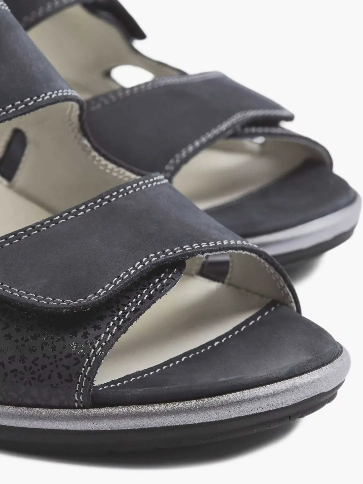 Clearance Donkerblauwe Leren Sandaal Dames Comfort Schoenen